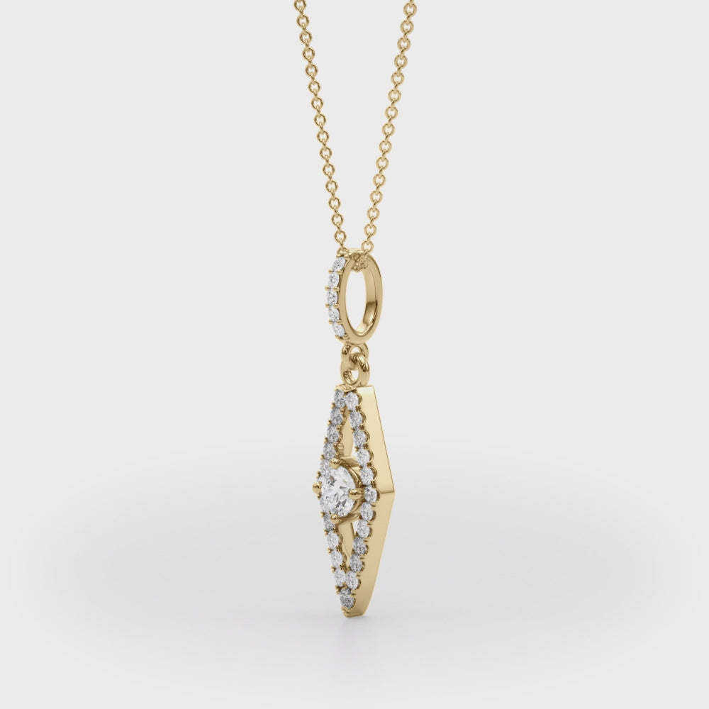 14k gold Guardian Eye Pendant with Lovinity diamonds, symbolizing protection, insight, and clarity.