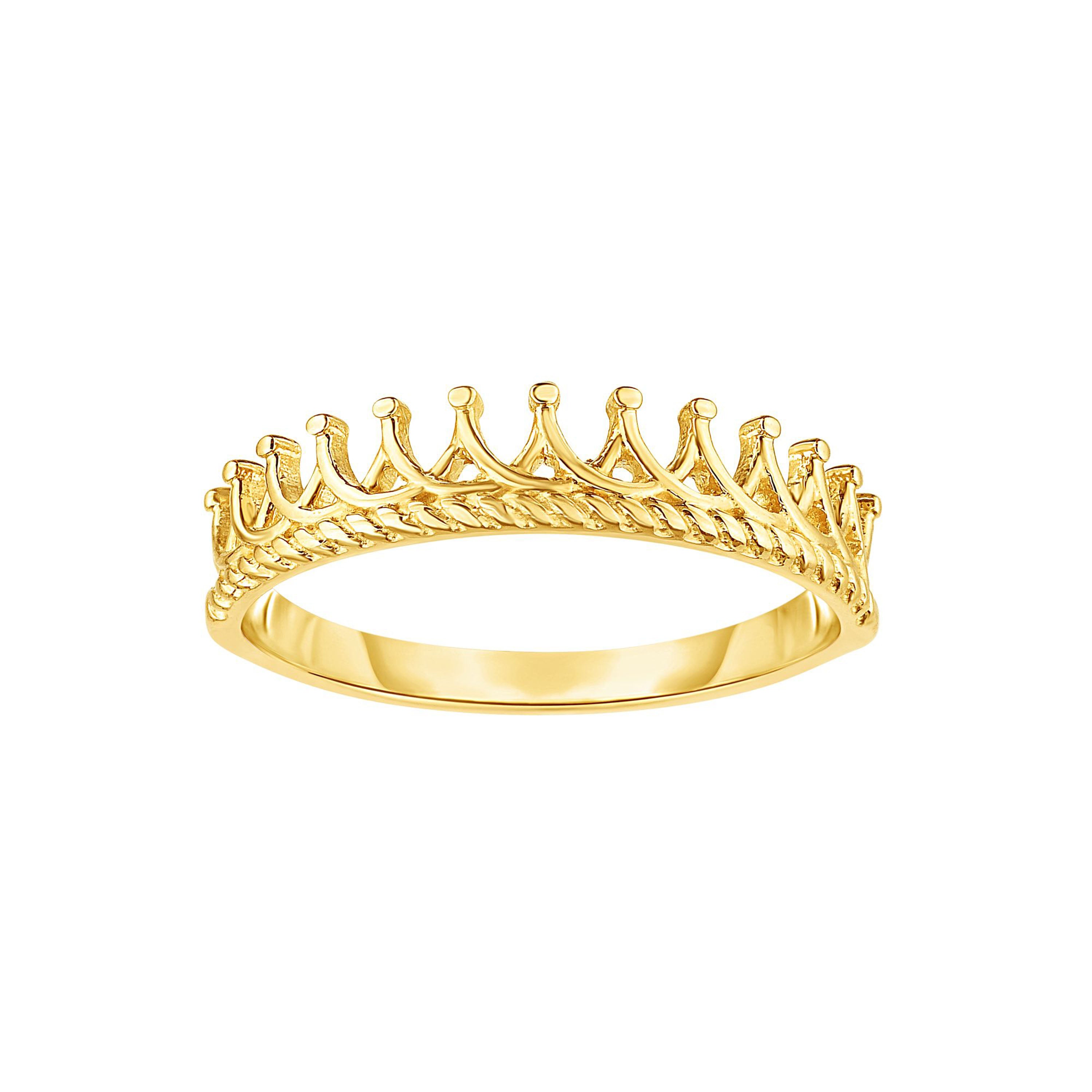 14k Gold Crown Ring featuring an intricate crown motif, symbolizing royalty, power, and grace.