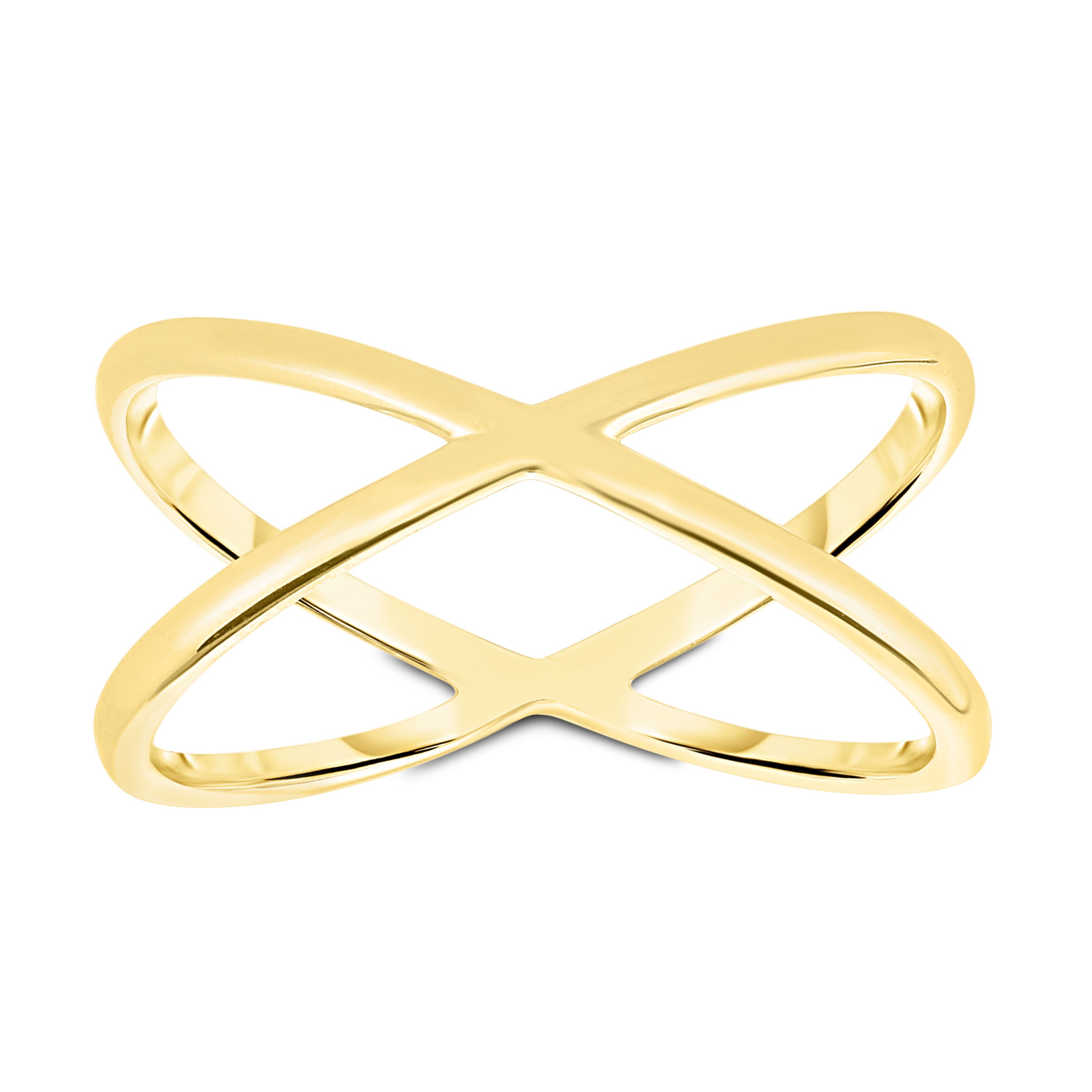 14k Gold Modern Crossover Ring with intersecting bands symbolizing unity and elegance.
