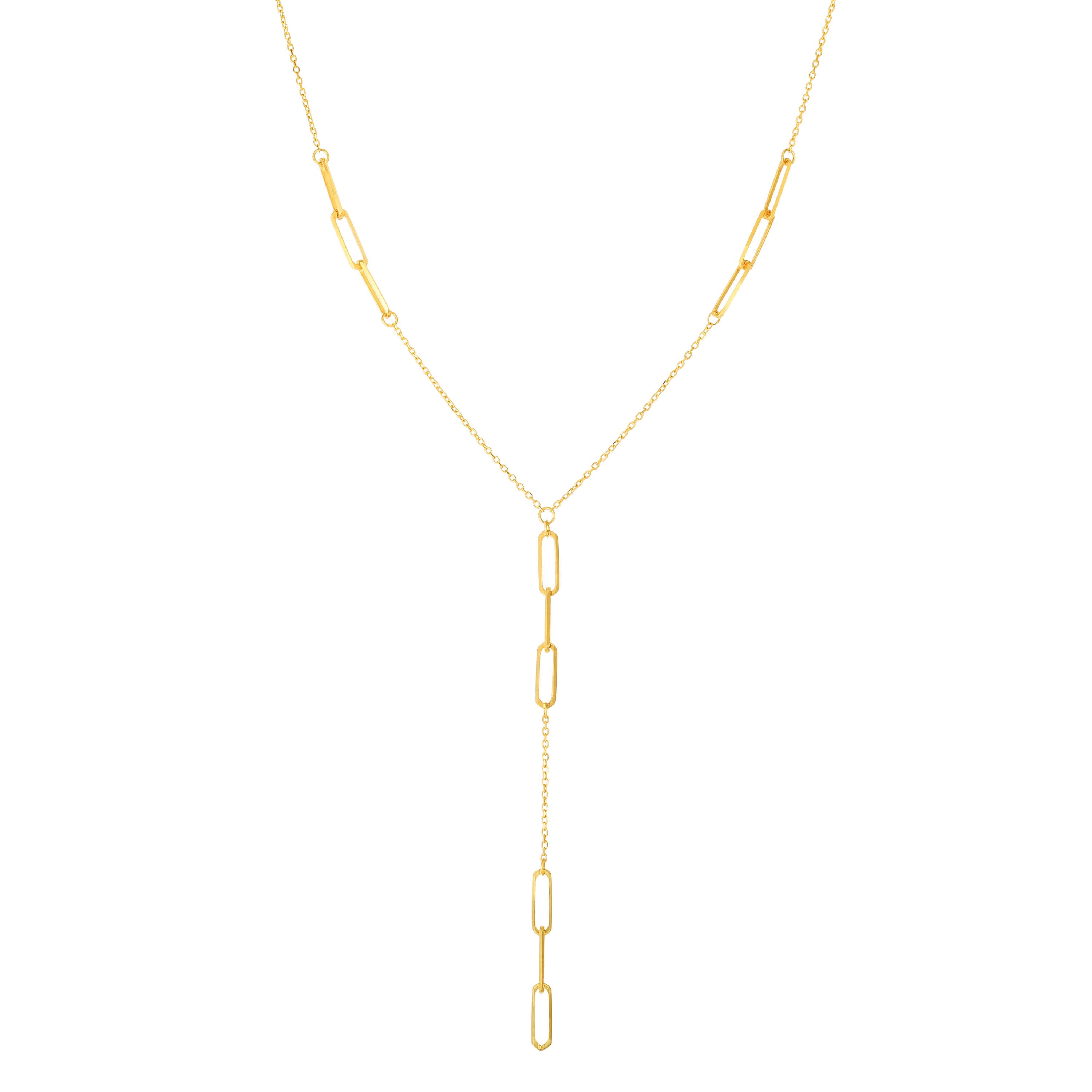 14k gold chain necklace with elongated rectangular links, symbolizing elegance, unity, and interconnectedness.