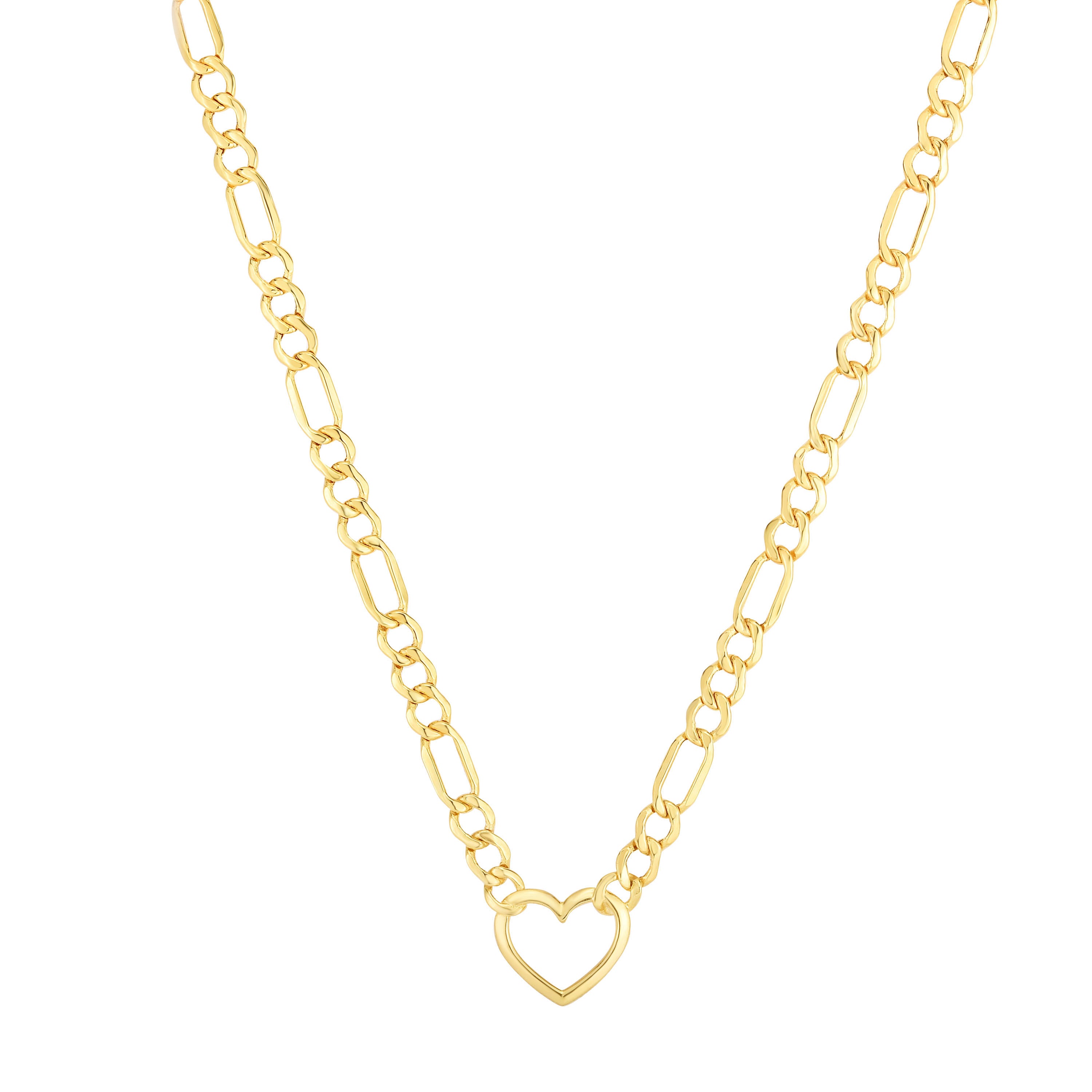 14k gold chain necklace with a heart charm, symbolizing love, connection, and modern elegance.